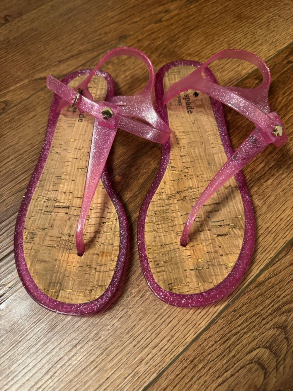 kate spade Pink Glitter Jelly T-Strap Sandals
